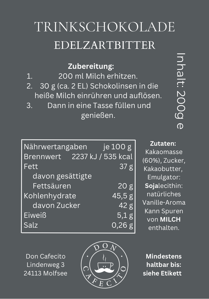 DON CAFECITO TRINKSCHOKOLADE - EDELZARTBITTER (200g)