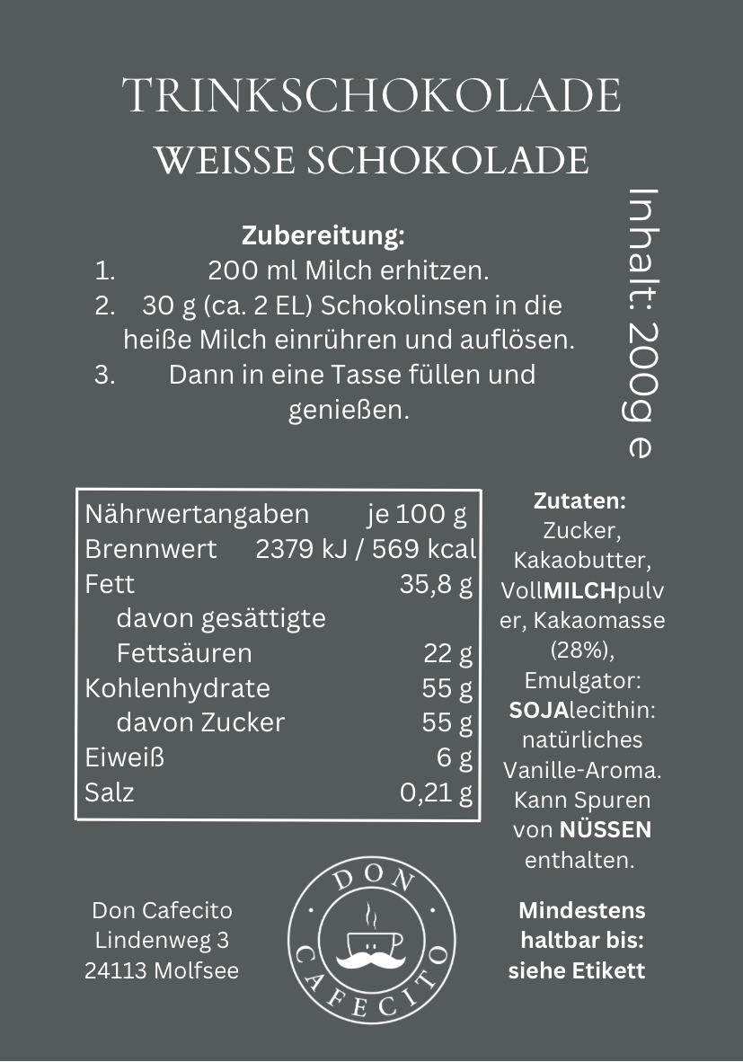 DON CAFECITO TRINKSCHOKOLADE - WEIß (200g)