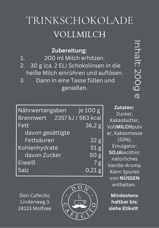 DON CAFECITO TRINKSCHOKOLADE - VOLLMILCH (200g)